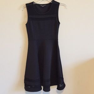 Black Skater Dress with Mesh Detailing